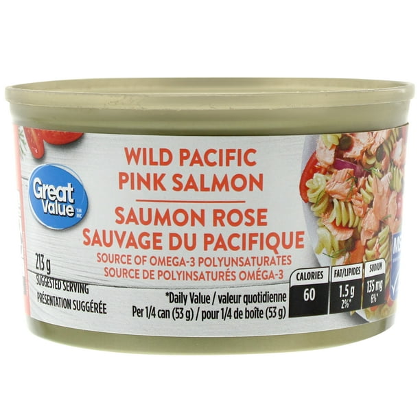 Saumon rose Wild Pacific de Great Value 213 g