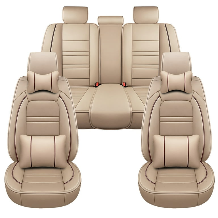 Fly5d Pu Leather Car Seat Covers Full Set Waterproof Replacement For Cars Universal Fit Automotive Truck Sedan Suv Beige Com - Replacement Leather Car Seat Covers Fly5d Pu Leather Car Seat Covers Full Set Waterproof Replacement For Cars Universal Fit Automotive Truck Sedan Suv Beige Com - Replacement Leather Car Seat Covers