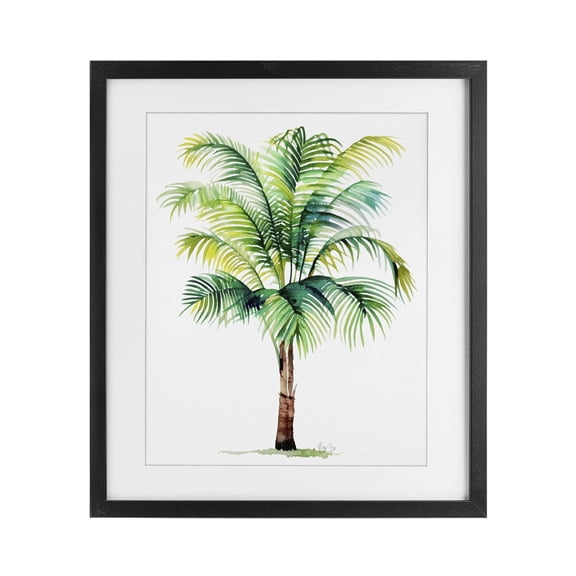Stupell Industries Coastal Breezy Fronds Palm Black Framed Print Under Glass, 13 x 16, by Shelly Craig