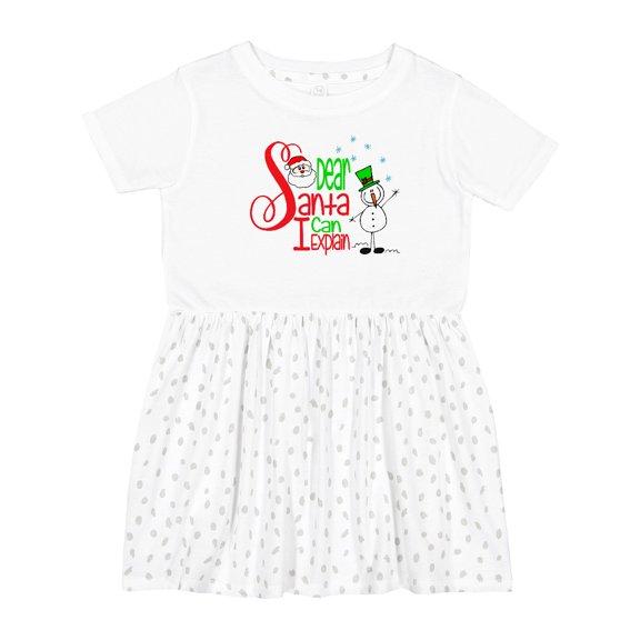 Inktastic Dear Santa I Can Explain Cute Snowman and Snowflakes Girls Toddler Dress