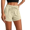 thumbnail image 3 of Knit Workout Shorts for Women Ihhxva Cotton Drawstring High Waisted Lightweight Breathable Summer Casual Lounge S-3XL, 3 of 8