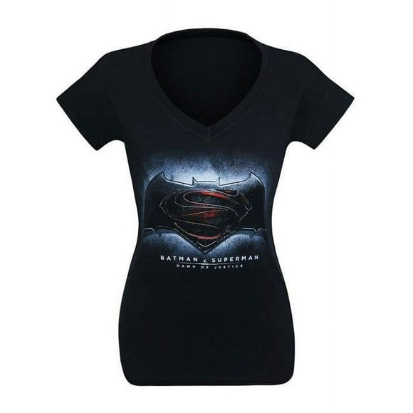 Batman V Superman Dawn of Justice tsbvssymvS Batman Vs Superman Symbol Women V-Neck T-Shirt - Fitted Small