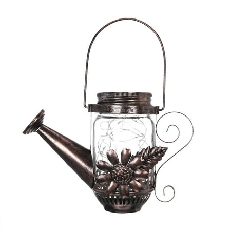 

Sehao Outdoor Wrought Iron Solar Garden Sprinkler Light Kettle Light Iron Bronze