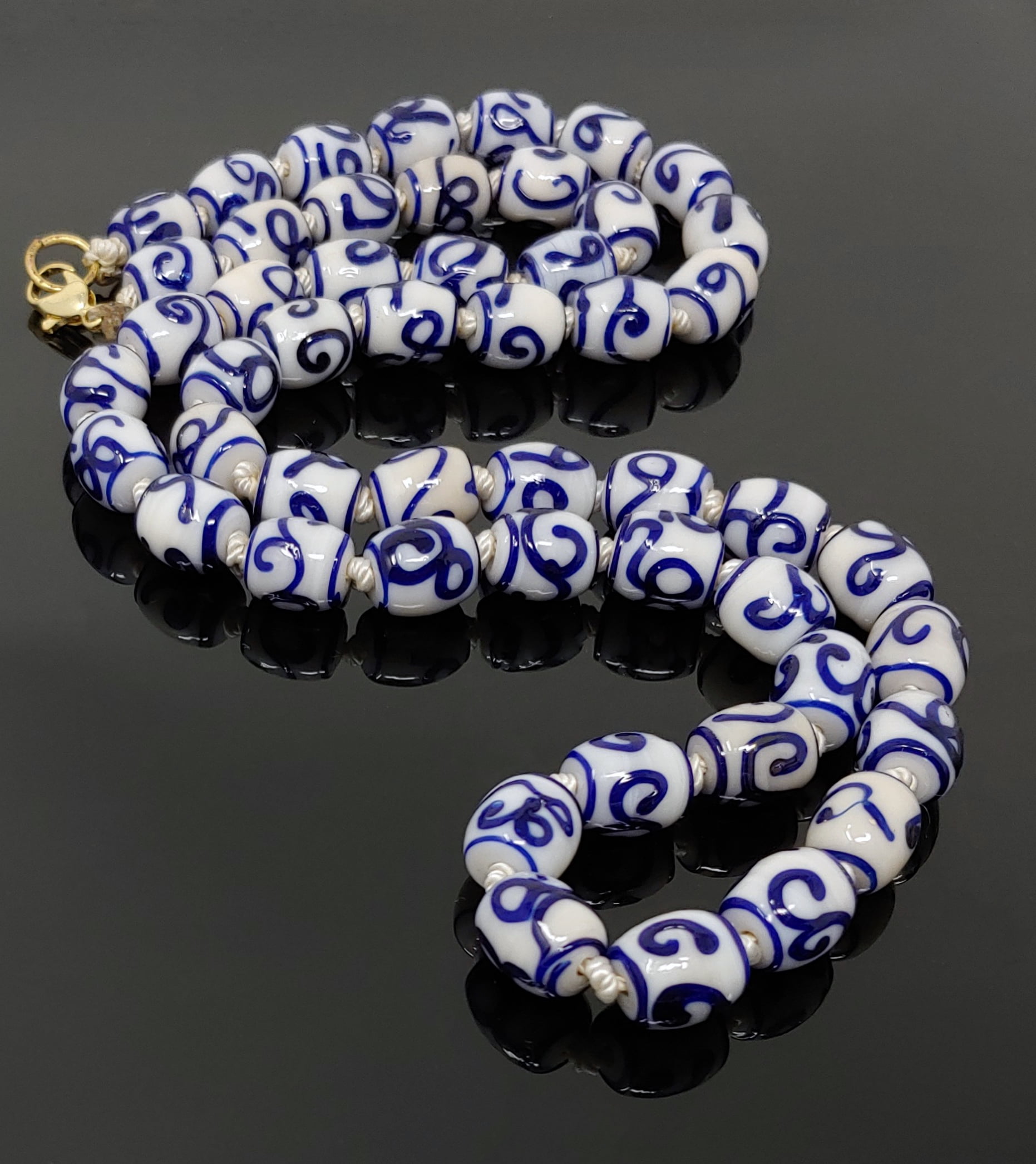 Super vintage Chinese bead necklace cloisonne & plain beads gold tone  signed SR | eBay