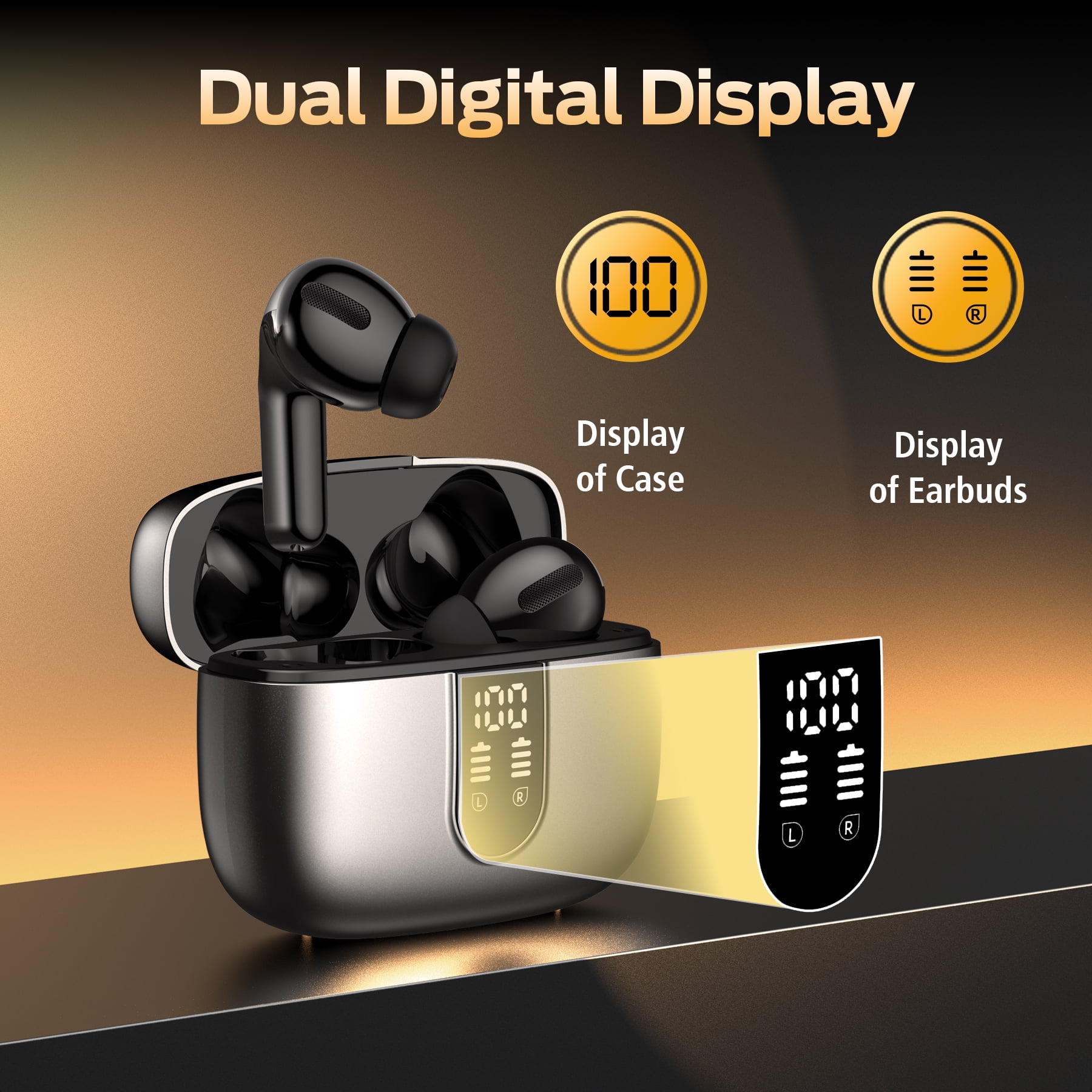 VEATOOL Bluetooth Headphones True Wireless Earbuds 65H Playback Power Display Earphones Wireless Charging Case IPX7 Waterproof in Ear Earbuds Mic TV