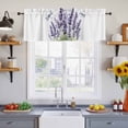 thumbnail image 3 of 2 Pack Purple Lavender Flower Valance for Window Vintage Purple Lavender Floral Watercolor Dragonfly Kitchen Valance Rod Pocket Short Curtain Topper Window Treatment for Living Room 60"x18", 3 of 9