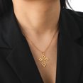 thumbnail image 3 of TEAMER Stainless Steel Women Men's Cut Out Hollow Cross Pendant Necklace Gold Steel Jewelry, 3 of 5