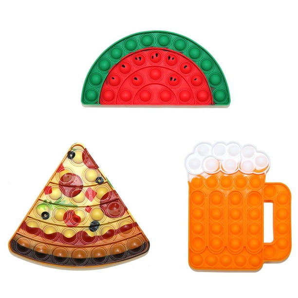 Juguetes Sensoriales De Burbujas De Empuje Frutas Pizza Cerveza Diseño Juguetes De Descompresión Para Niños Adultos Regalos Para Favores De Fiesta 3 Uds Kearding FN006266-00
