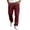 Wine, variant on Men's Solid Cargo Pants Elastic Waist Straight Leg Trousers Stretch Work Pants With Zipper Pockets Daily Casual Wear