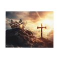 thumbnail image 2 of CozyNet Radiant Crown Glowing Softly Beside A Glowing Cross In Golden Light On A Hill Powerful Image Wall Art Prints With Frame Canvas Perfect for Living Room & Bedroom, Wall Decor 12"x16", 2 of 10