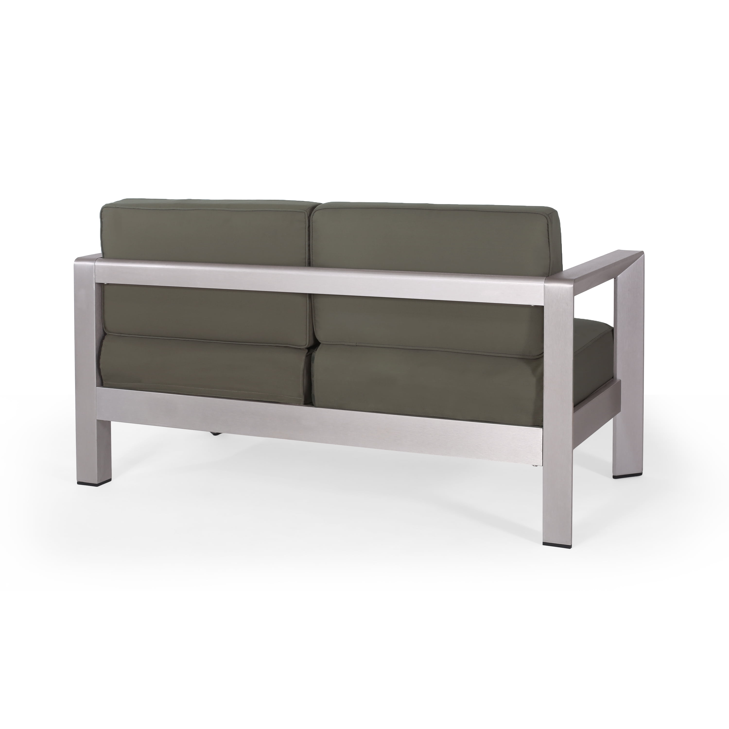 Outdoor Double Seat Loveseat, All Aluminum Frame Leisure Sofa for Patio Garden, Gray