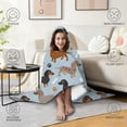 thumbnail image 4 of Wearable Blanket,Cute Dachshund and Dog Footprint Hooded Wearable Flannel Blanket for Adults & Teens,Winter Poncho Shawl Wrap Cape Cozy Anti-Pill,50"x60", 4 of 5