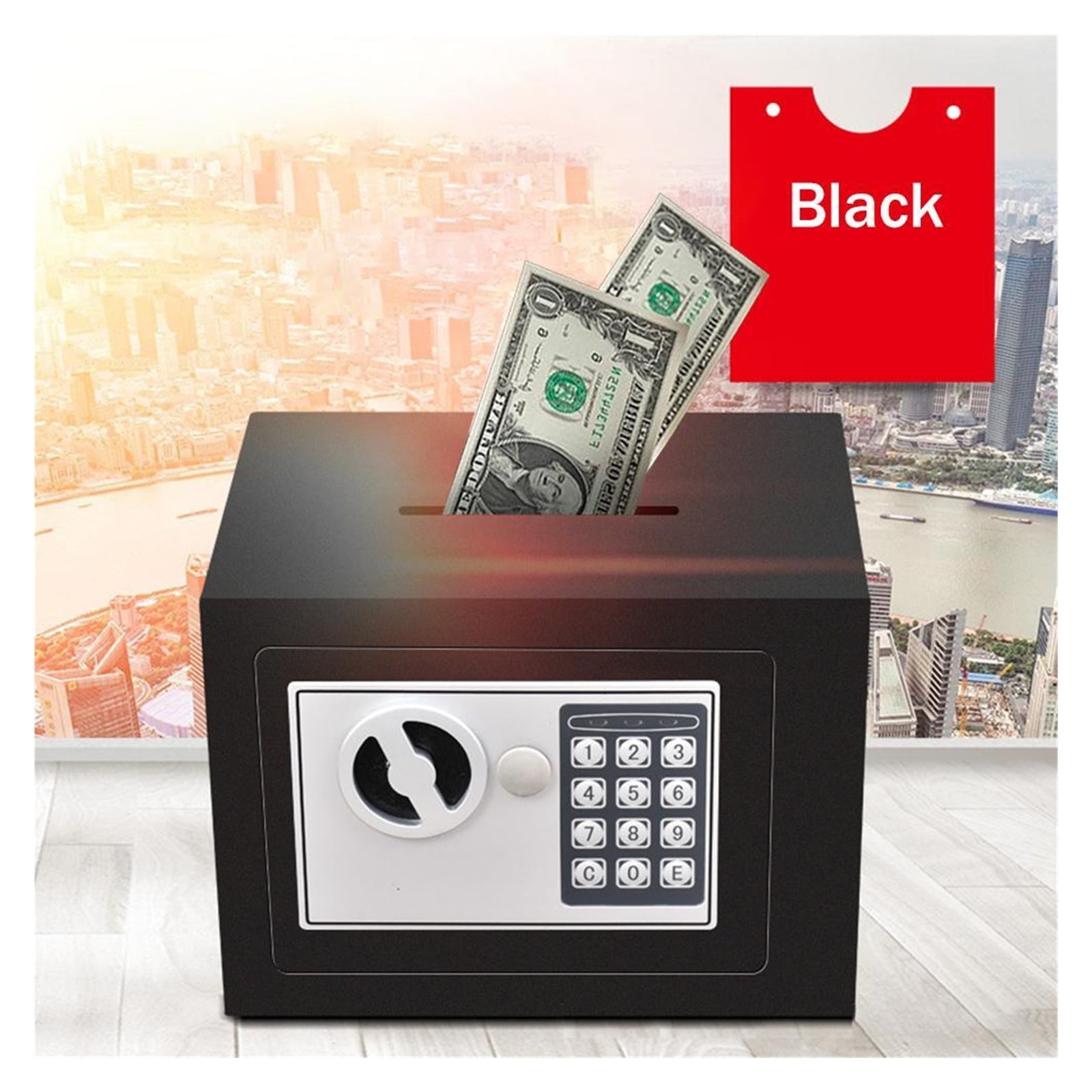 Safe Box Mini Steel Safes Money Bank Small Household Password Key Safety Security Box Keep Cash Jewelry Document Digital ,Easy Installation