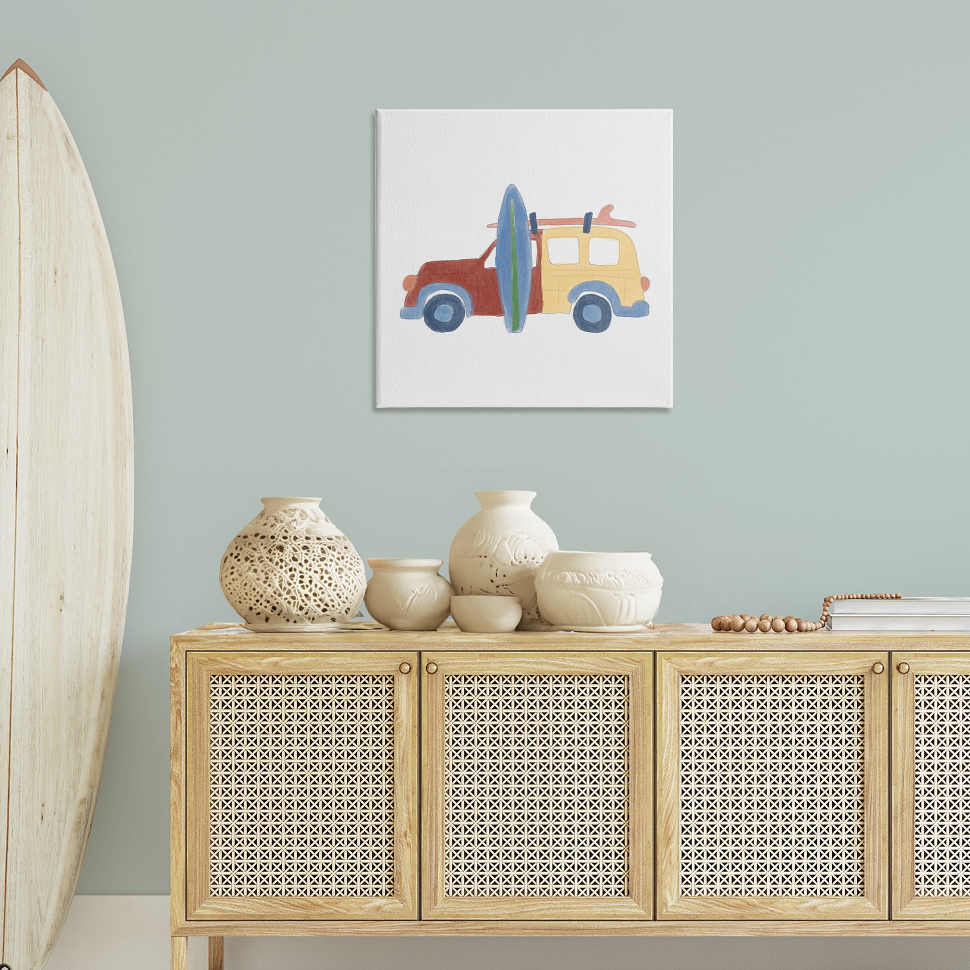 Stupell Industries Summer Beach Wagon Transportation Painting Gallery Wrapped Canvas Art Print Wall Art, 30 x 30