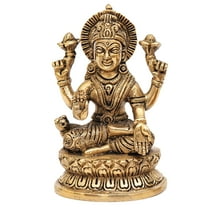 Craftlayout Brass Laxmi Idol | Gold Finish | 5 Inch Tall | Auspicious Brass Statue for Home Temple, Office & Gifting – 1 Kg