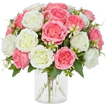 2 Packs Peonies Artificial Flowers, Mixed White Pink Artificial Peonies, Silk Peonies Flowers Fake Peonies Artificial Flowers Peonies Bouquet for Centerpiece Table Wedding Home Decor