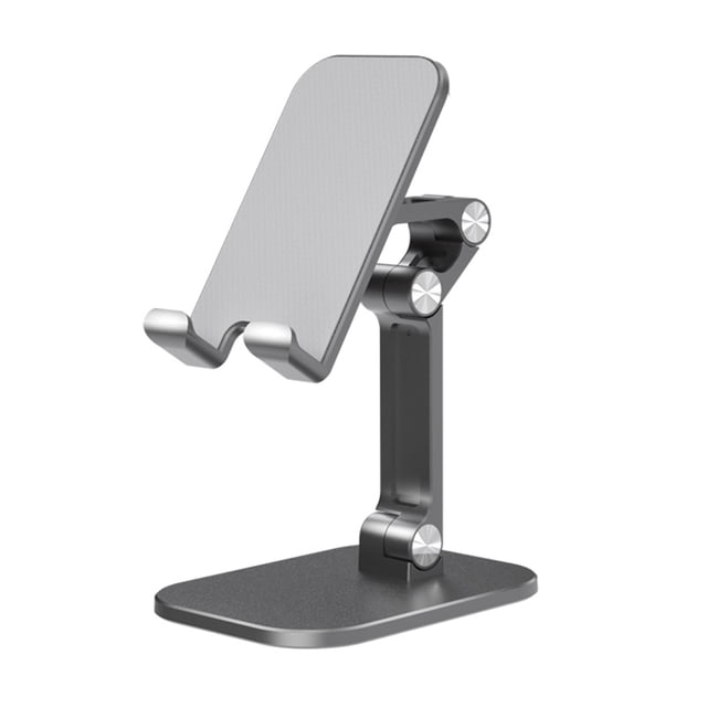 Adjustable Height & Angle Foldable Desktop Stand with Silicone Protection - Ergonomic Viewing for 7.9-inch Phones & Tablets, Rotatable, Non-Slip Base, Charging-Friendly, Compact Storage - Black