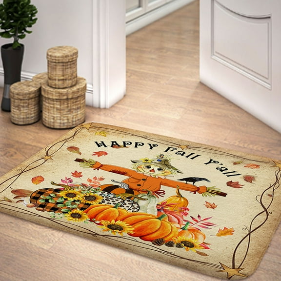 Fall Bathroom Rugs, Fall Forest with Maple Leaves Bathroom Rugs, Cute Fall Bathroom Rugs, Romantic Autumn Fall Thanksgiving Bath Carpet, Bath Mats for Bathroom Floor, Tub and Shower(17"X29")