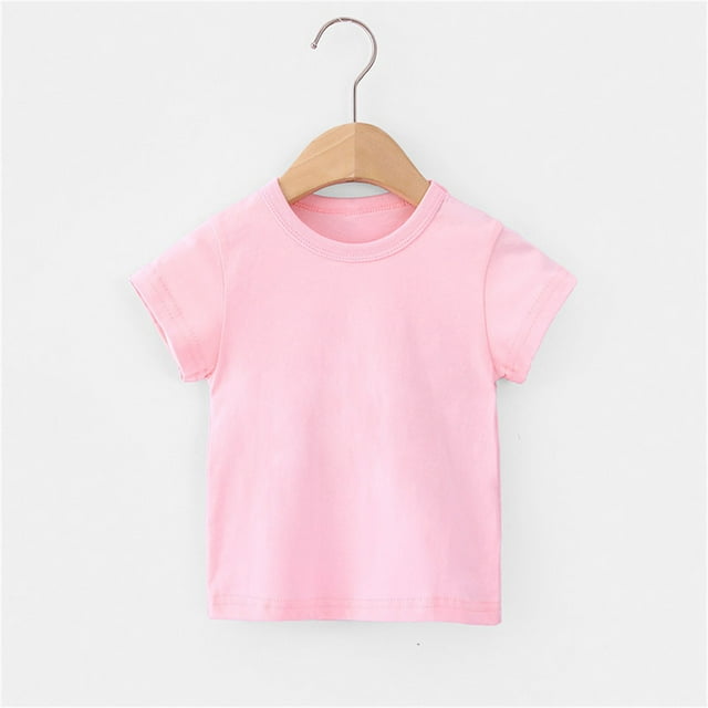 JMYHOAM T-Shirts Confortables à Manches Courtes en Coton pour Bébés Garçons et Filles, Couleur Unie, Col Rond, Été (6-7 Ans)