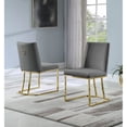 thumbnail image 4 of Best Quality Furniture Dining Chair with Gold Stainless Steel Legs, Hanging Ring on Back (Set of 2) Dark Grey, 4 of 5