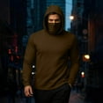 thumbnail image 2 of LNWUY Mens Hoodie with Face Mask Long Sleeve Windproof Hooded Sweatshirt Workout Running Pullover Winter Casual Basic Hoodies Brown S, 2 of 9