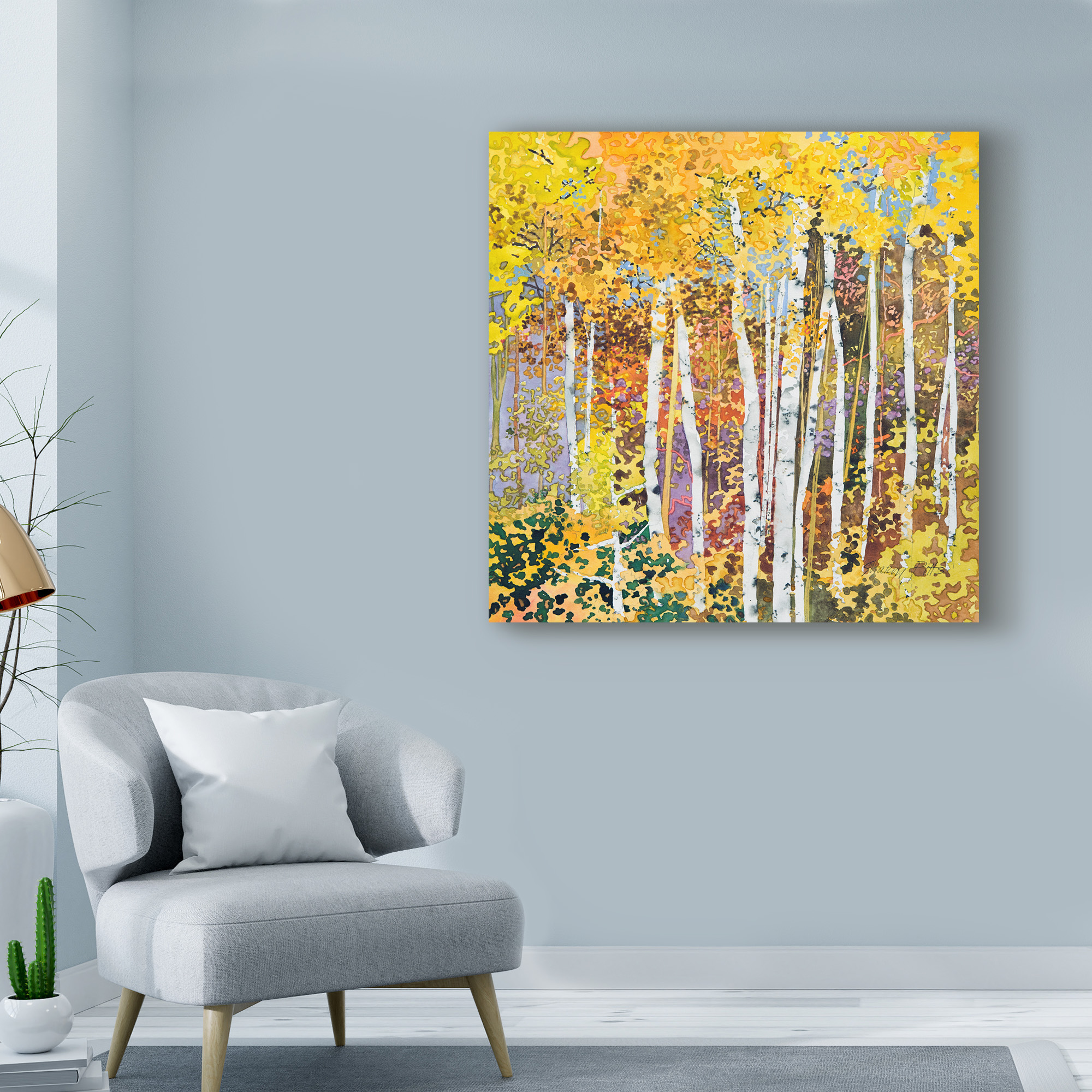 Trademark Fine Art 'Autumn Birches White' Canvas Art by Sharon Pitts