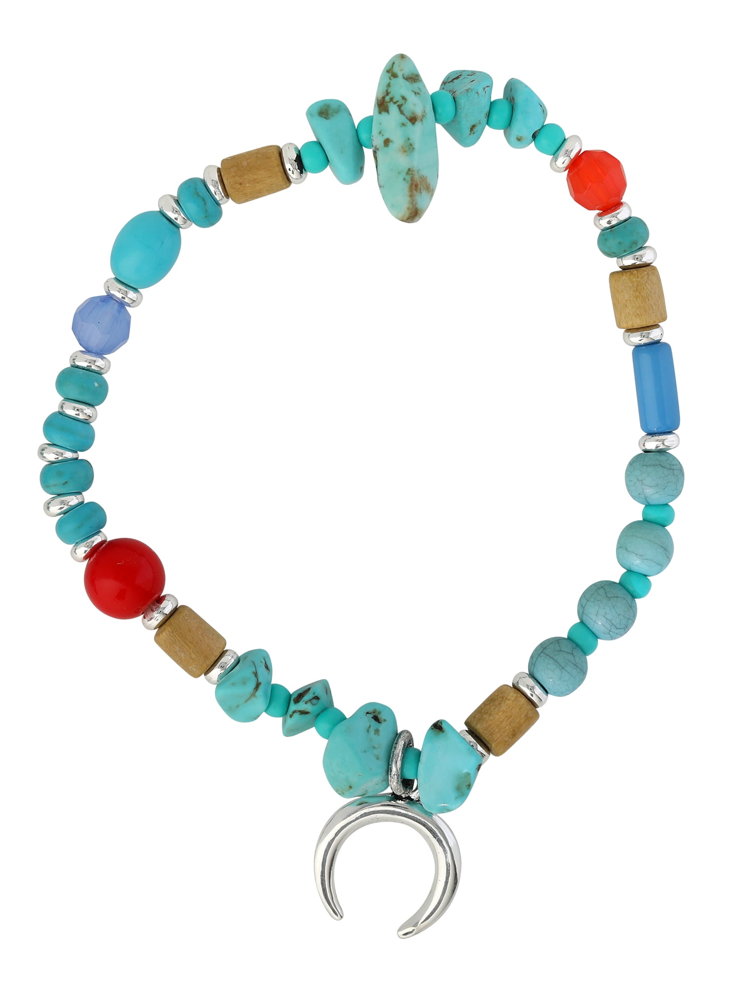 Jessica Simpson Women's 5-Pack Multi Bead Bracelet Stack with Charm Details