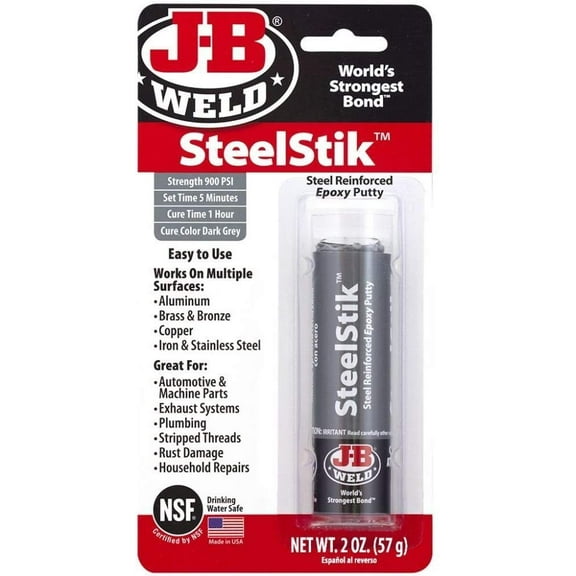 J-B Weld 8267-S SteelStik Steel Reinforced Epoxy Putty Stick - 2 oz Pack of 6