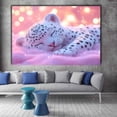 thumbnail image 3 of Mudket Framed Sleeping Pink Leopard Cub Canvas Wall Art, Cute Trendy Pink Leopard Wall Art for Girls Bedroom, Animal Print Decor, Ready to Hang - 12"L x 8"W, 3 of 10