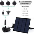 thumbnail image 5 of Kit de bomba de fuente solar con panel solar separado, bomba de agua solar mejorada de 1,5 W con cable de 3 m de largo y 4 boquillas para baño de pájaros, estanque al aire libre, (negro), 5 of 5