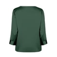 thumbnail image 6 of V Neck 3/4 Length Sleeve Silk Satin Blouses for Women Dressy Casual Loose Fit Tops Comfy Lightweight Silky All Season Shirts, #01 Army Green, XXL, 6 of 6