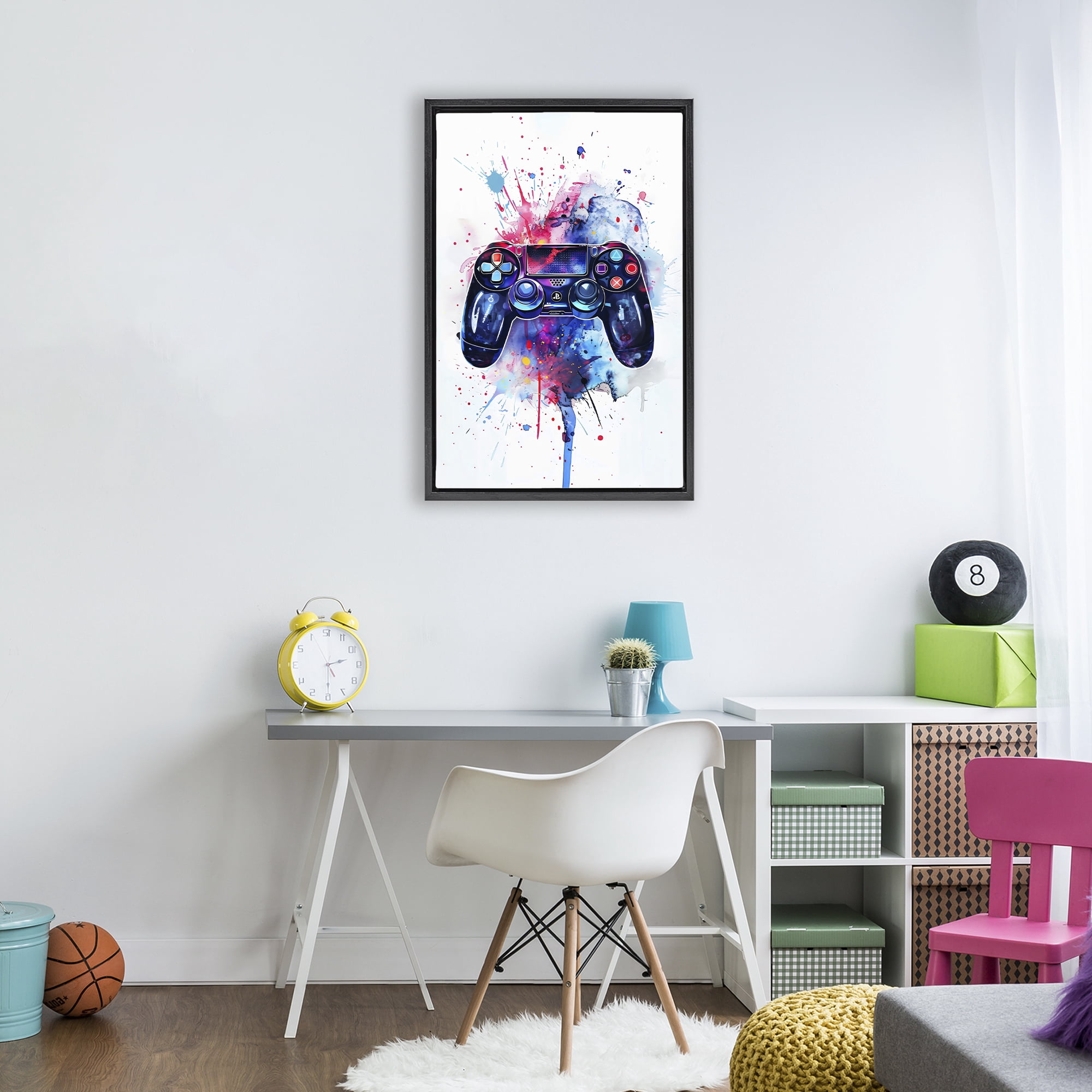 Stupell Industries Burst of Color Controller Black Framed Floater Canvas Wall Art, design by Creative Studio