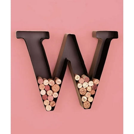 Monogram Wine Cork Holder Metal Wall Art  Display Letter  W 