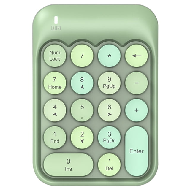 Decodeary Clavier Numérique Sans Fil 18 Touches Mini Portable Touche Ronde 2.4GHz Pavé Numérique Fournitures pour Tablette Ordinateur Portable PC Ordinateur Coloré Vert