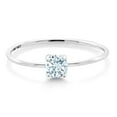 thumbnail image 2 of Gem Stone King 10K White Gold Sky Blue Aquamarine Engagement Ring for Women (0.25 Cttw, Round 4MM, Gemstone Birthstone, Available in Size 5, 6, 7, 8, 9), 2 of 6