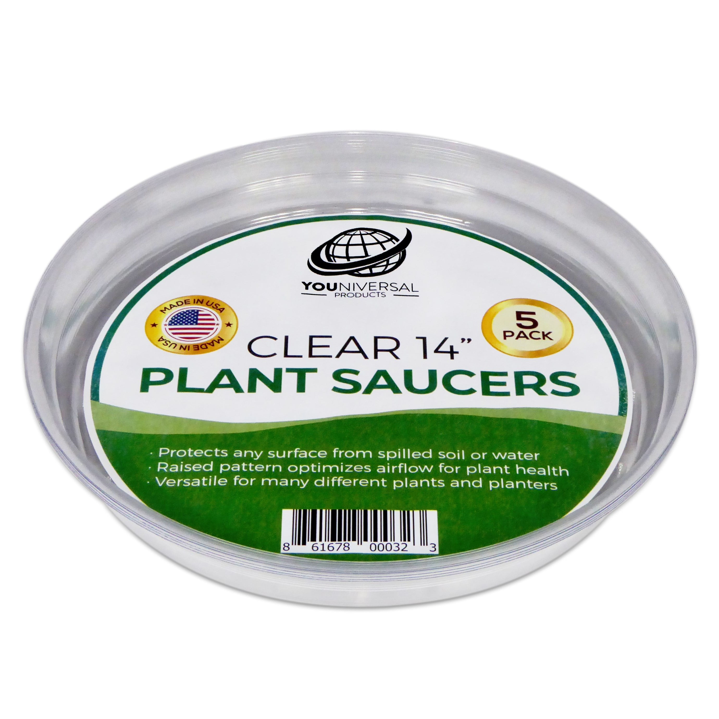 Stock Your Home 14 Plastic Plant Saucers Clear Flower Pot Trays 6 Count 