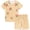 Khaki, variant on Odeerbi Kids Boys Girls Summer Outfits Set Cartoon Print Pajamas Cute Loungewear Children Casual Short Sleeve Tops Shorts with Drawstring Print Homewear Sports Two-piece Set Mint Green