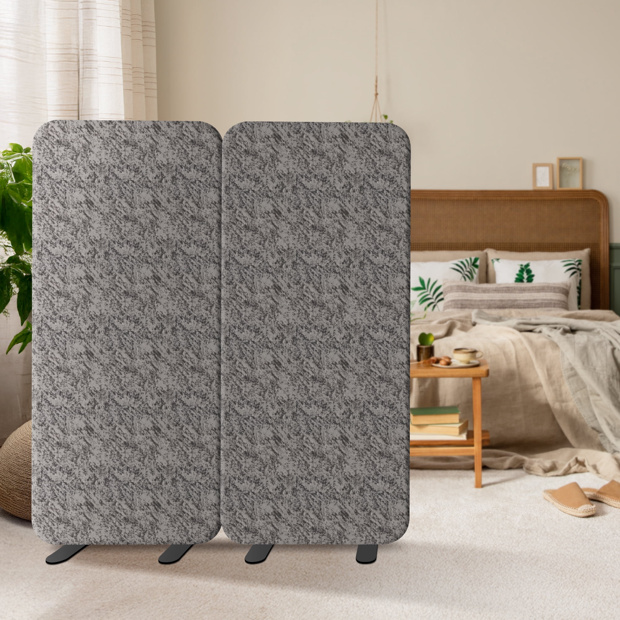 DECOLAB Freestanding Room Divider, Premium Room Partition Panel for Home, Office, Living, Bedroom, Closet, 29"x65", Smokestone