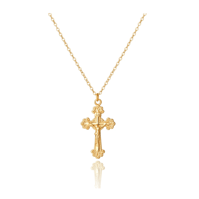Collar Xtellar Cruz Mujer Dije Cadena Oro 18k Exquisito