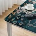 thumbnail image 4 of BANET  Table Cover Premium Decorative Square Tabletop Tablecloths Washable for Kitchen, Party, Wedding, Restaurant &amp; Camping - Peacock Utopia - Deep Sea white, 4 of 7