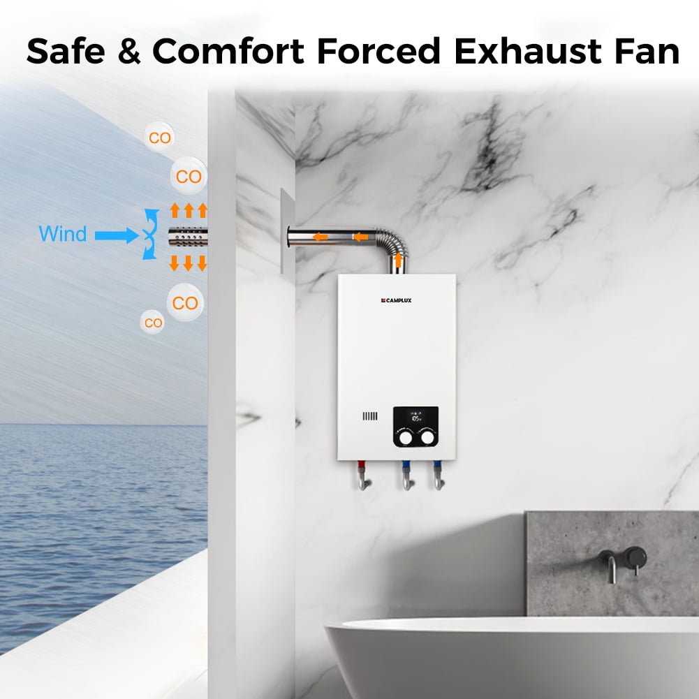 CAMPLUX  2.64 GPM 68, 000 BTU Natural Gas  Tankless Water Heater On Demand Water heater for Shower with Vent Pipe