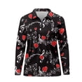 thumbnail image 3 of Garronmavis Golf Shirt for Women Zip Long Sleeve Golf Tennis Shirts Women 1/4 Zip Collar Workout Athletic Workout Valentines Day Shirt, Valentines Music Note, Size XL, 3 of 7