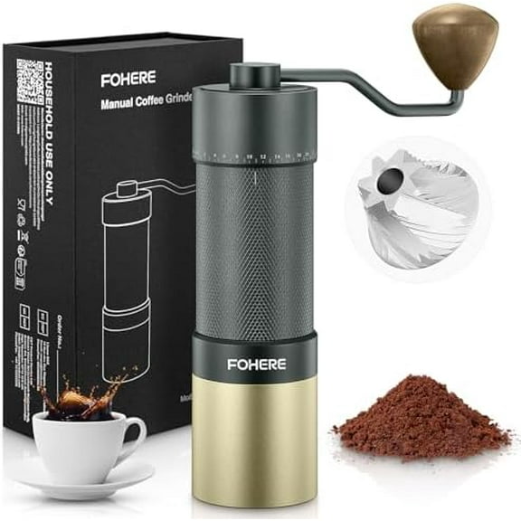Manual Coffee Grinder Capacity 30g with CNC Stainless Steel Conical Burr, Adjustable Coarseness for Espresso, Drip Coffee, and French Press, Portable Hand Grinder