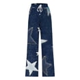 thumbnail image 6 of YueHuiYing Women's Casual Loose Faux Denim Print Drawstring Wide Leg Pants Lightweight Comfort Bottoms For Women Trendy Daily Wear And Street Style Outfit, 6 of 6