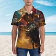 thumbnail image 2 of Fotbe Colorful Bull Western Man Camisa Hawaiana para Hombre Unisex – Camisa Casual de Verano con Botones de Manga Corta de Algodón y Lino,Small, 2 of 7