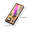 thumbnail image 3 of Begzeat Feather Pen and Ink Set, Glittering Quill Pen Set Antique Calligraphy Dip Pen with Ink, 5 Replacement Nibs, Pen Stand Base, Luxury Vintage Signature Pen (Green), 3 of 8