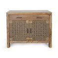 thumbnail image 6 of Treasure Trove Augustine Brown & Jute Two Door One Drawer Wood Cabinet, 6 of 9