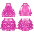thumbnail image 5 of Lejafay Kids Girls Sleeveless Sequins Tiered Crop Top with Skirt Latin Jazz Modern Salsa Samba Rumba Hot Pink 12, 5 of 6
