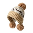 thumbnail image 2 of AVRNLIQ Winter Knit Beanie for Women Fair Isle Ear Flap Hat with Pom Pom Khaki, 2 of 6