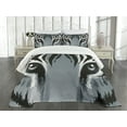 thumbnail image 3 of Ambesonne Eye Quilted Bedspread Set 3 Pcs, Tiger Sharp Eyes Wildlife, Queen Size, Grey Black White, 3 of 5